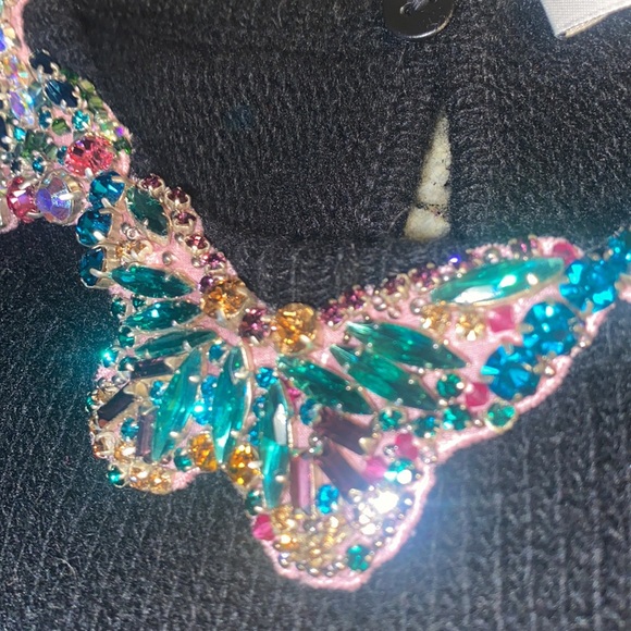 Valentino Wool-Silk Sweater w/ Embroidered Butterfly Neck - Picture 5 of 7